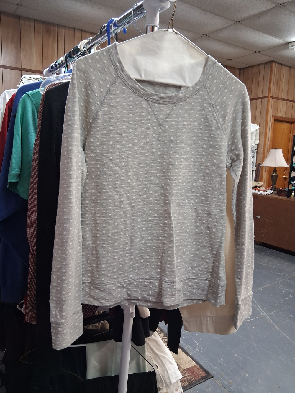 Merona Light Gray Dot-Textured Long-Sleeve Sweatshirt